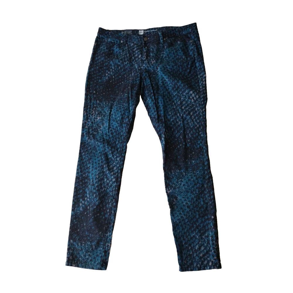 Massimo Jeans Women 16 Blue/Black Premium Denim Abstract Stretchy Curvy Skinny